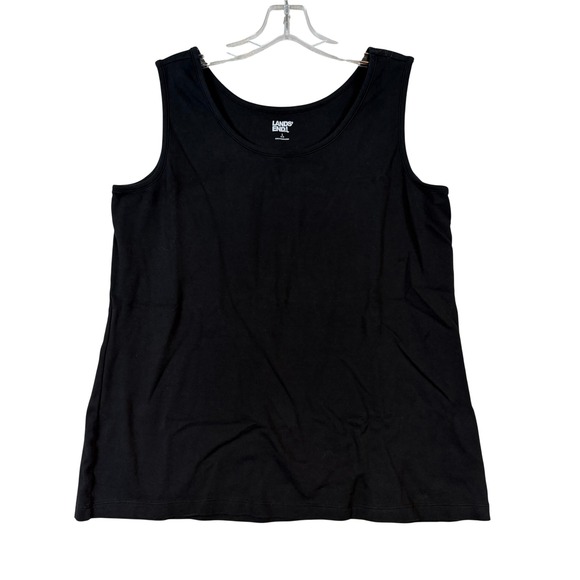 Lands' End Tops - Lands End Womens Black Cotton Scoop Neck Tank Top Sleeveless Shirt Large 14-16